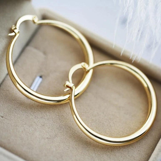 Bethanie - Large Hoop Earrings in Golden Tone