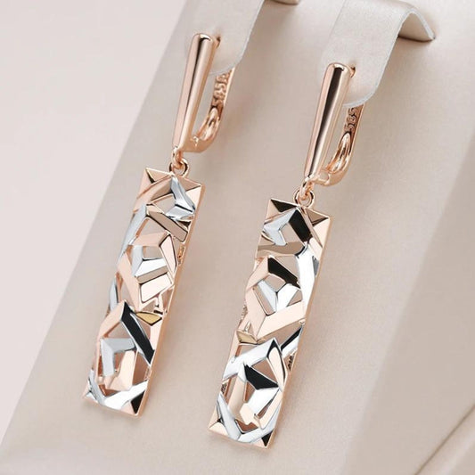 Saskia - Elegant Rectangular Gold and Silver Tone Earrings