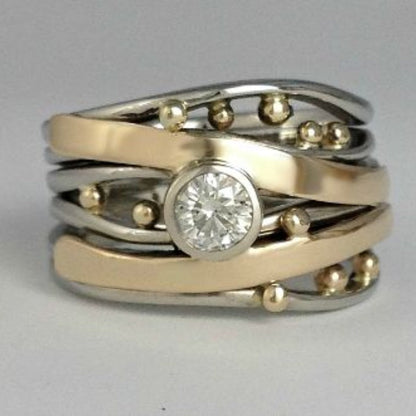 Deborah - Vintage Golden Tone Inlaid Zirconia Ring