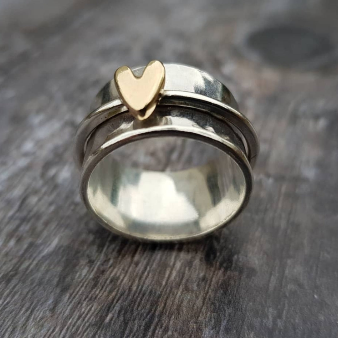 Melody - Golden Tone Heart Silver Tone Ring