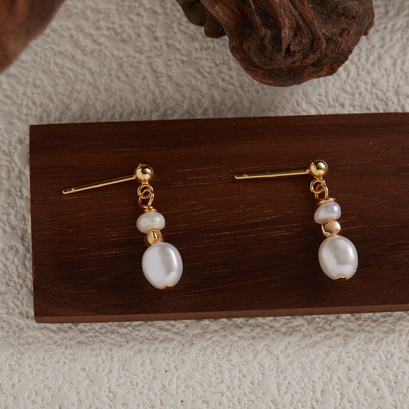 Vintage Silver Tone Earrings with Pearls