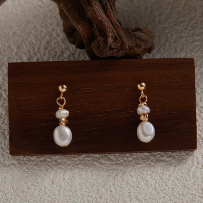 Vintage Silver Tone Earrings with Pearls