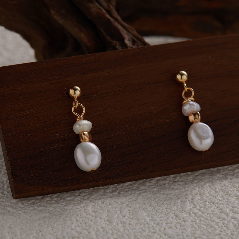 Vintage Silver Tone Earrings with Pearls