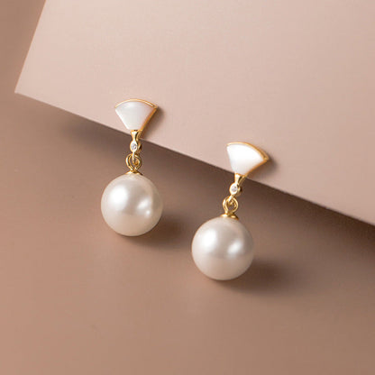 Retro Silver Tone Pearl Earrings