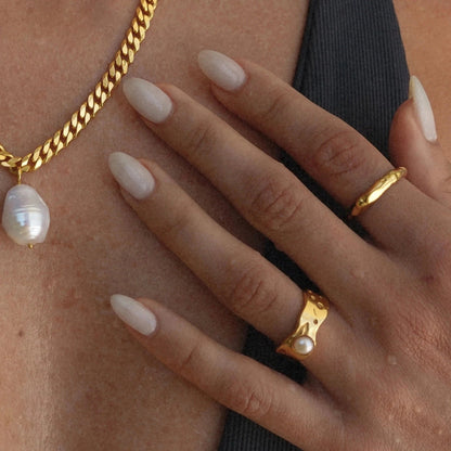 Vintage Natural Golden Tone Pearl Ring