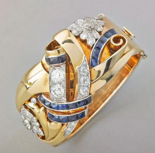 Vintage Golden Tone Zirconia Ring