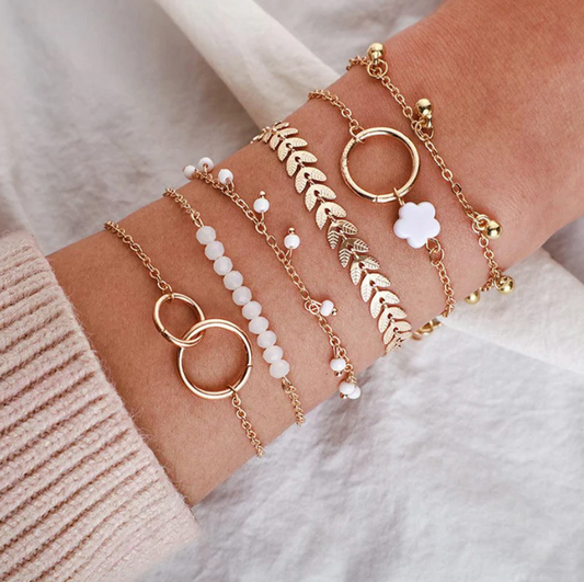 Pack of Boho Bracelets in Golden Tone