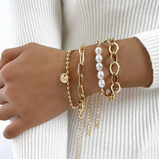 Golden Tone Pearl Bracelets