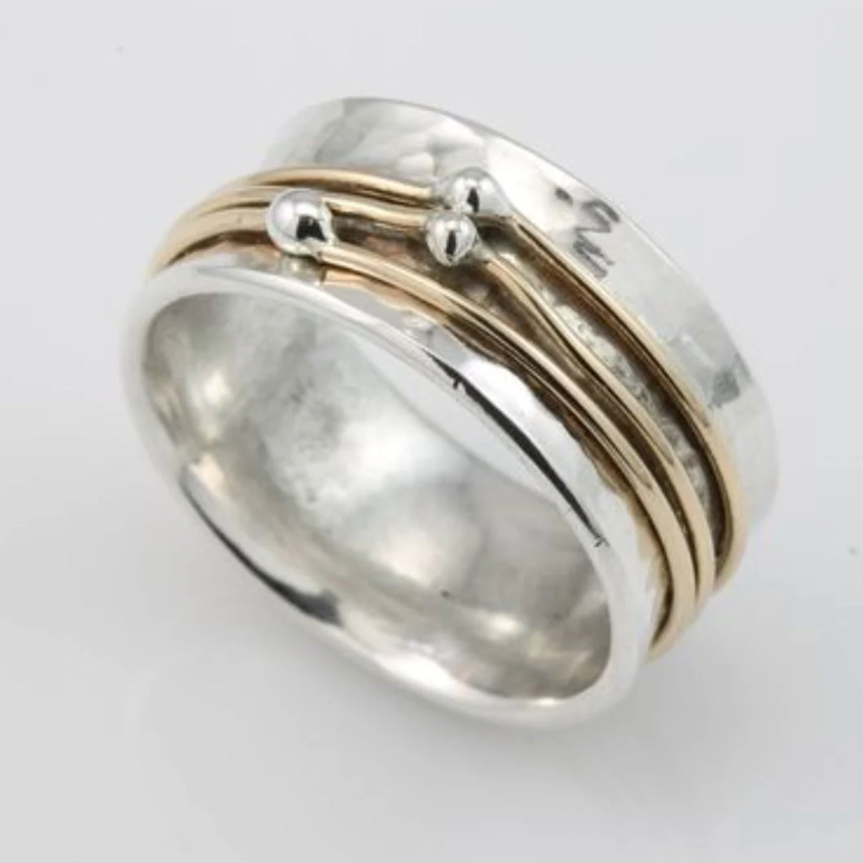 Vintage Golden Tone Layered Silver Tone Ring