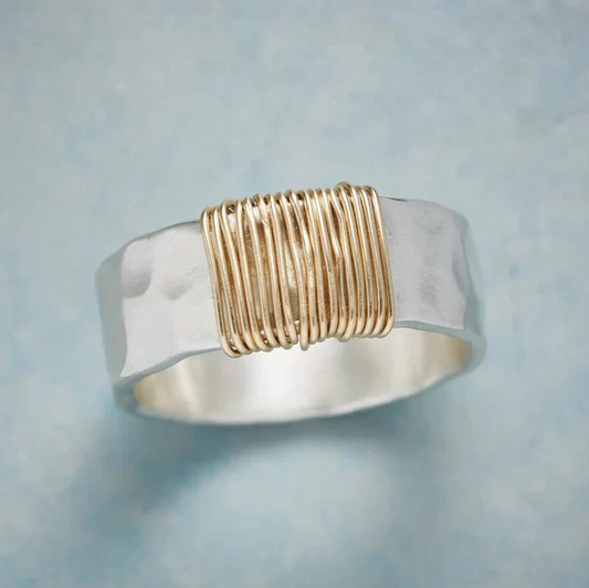 Vintage Golden Tone Threads Silver Tone Ring