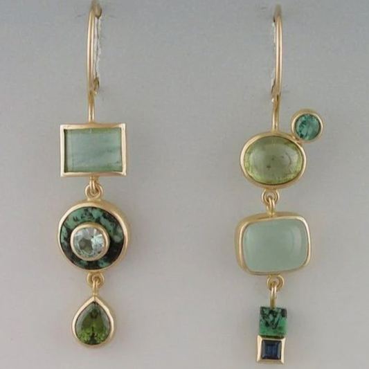 Cindy - Vintage Green Dangling Earrings