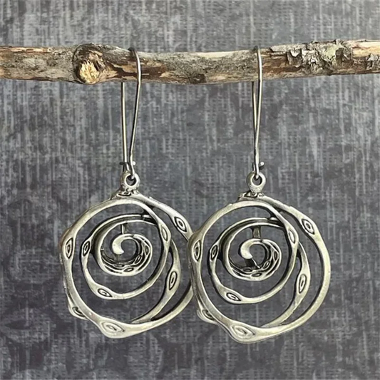 Megan - Vintage Maze Silver Tone Earrings