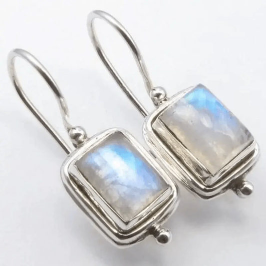 Margot - Vintage Moonstone Square Stone Örhängen 