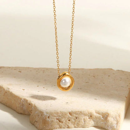 Golden Tone Plated Saltwater Pearl Necklace