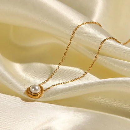 Golden Tone Plated Saltwater Pearl Necklace